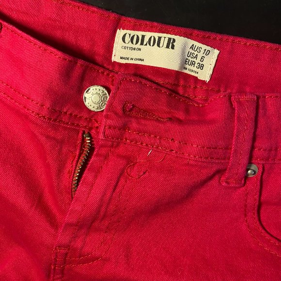 Red Jean shorts - Picture 2 of 5